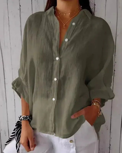 Women's Long Sleeve Blouse | Relaxed Button-Down Casual Chic