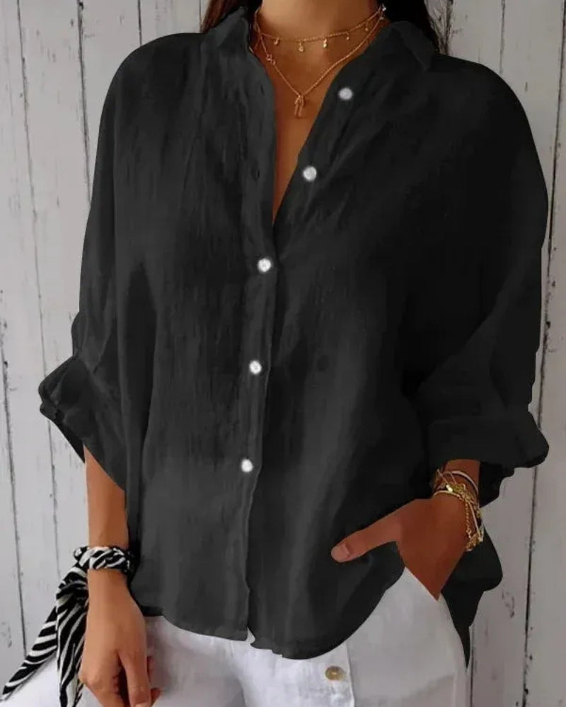 Women's Long Sleeve Blouse | Relaxed Button-Down Casual Chic