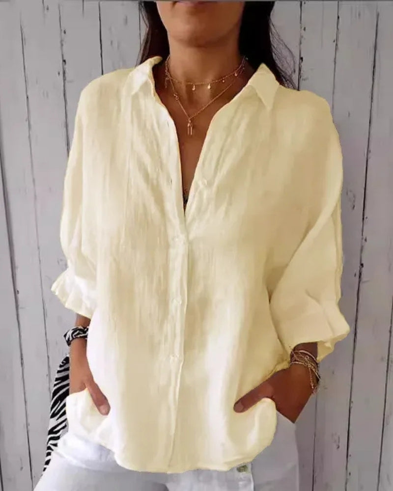 Women's Long Sleeve Blouse | Relaxed Button-Down Casual Chic