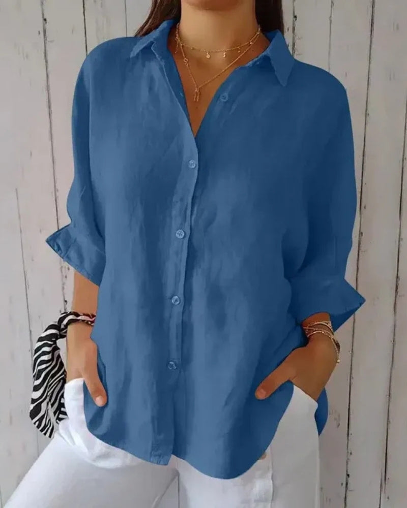 Women's Long Sleeve Blouse | Relaxed Button-Down Casual Chic