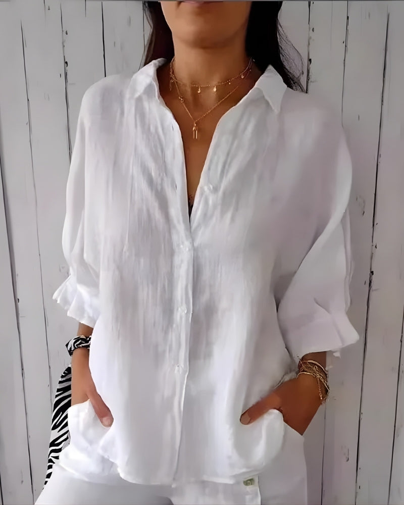 Women's Long Sleeve Blouse | Relaxed Button-Down Casual Chic