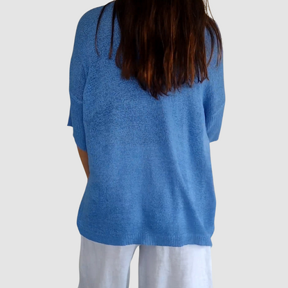 Women's Long Sleeve Top | Deep V Neck, Ribbed Cuffs