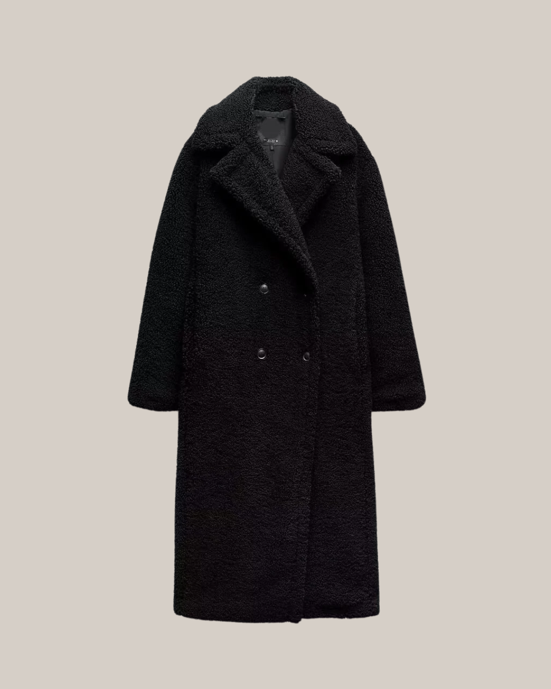 Women's Long Teddy Coat - Cozy Winter Outerwear with Chic Lapel Collar