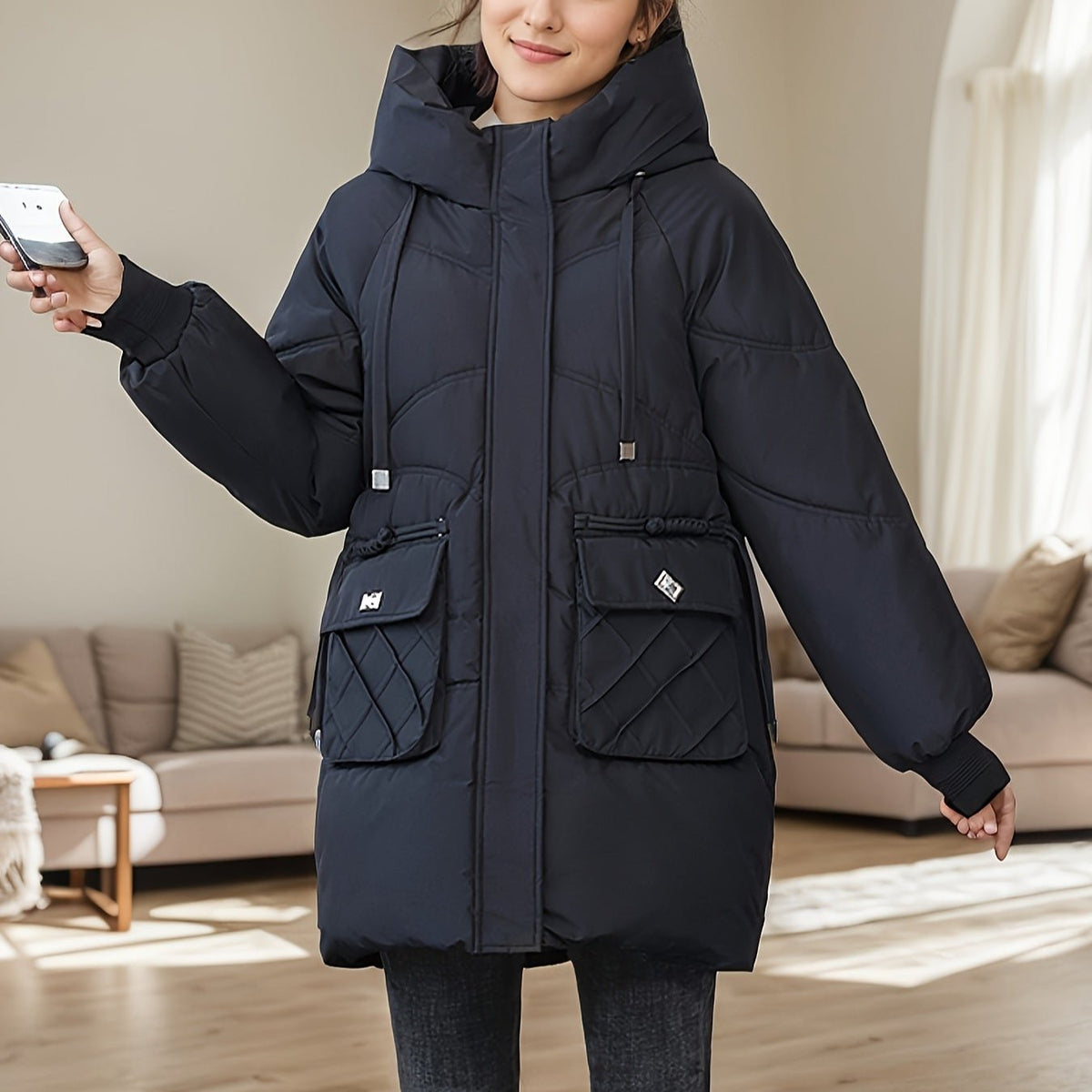 Women's Longline Puffer Coat | Hooded & Warm