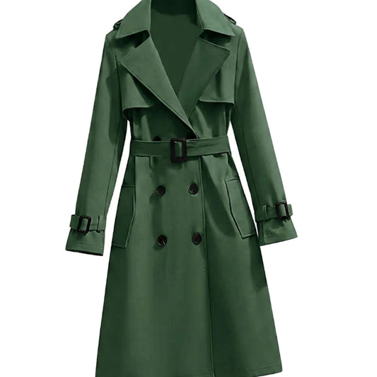 Women's Longline Winter Coat | Double Breasted & Notch Lapel