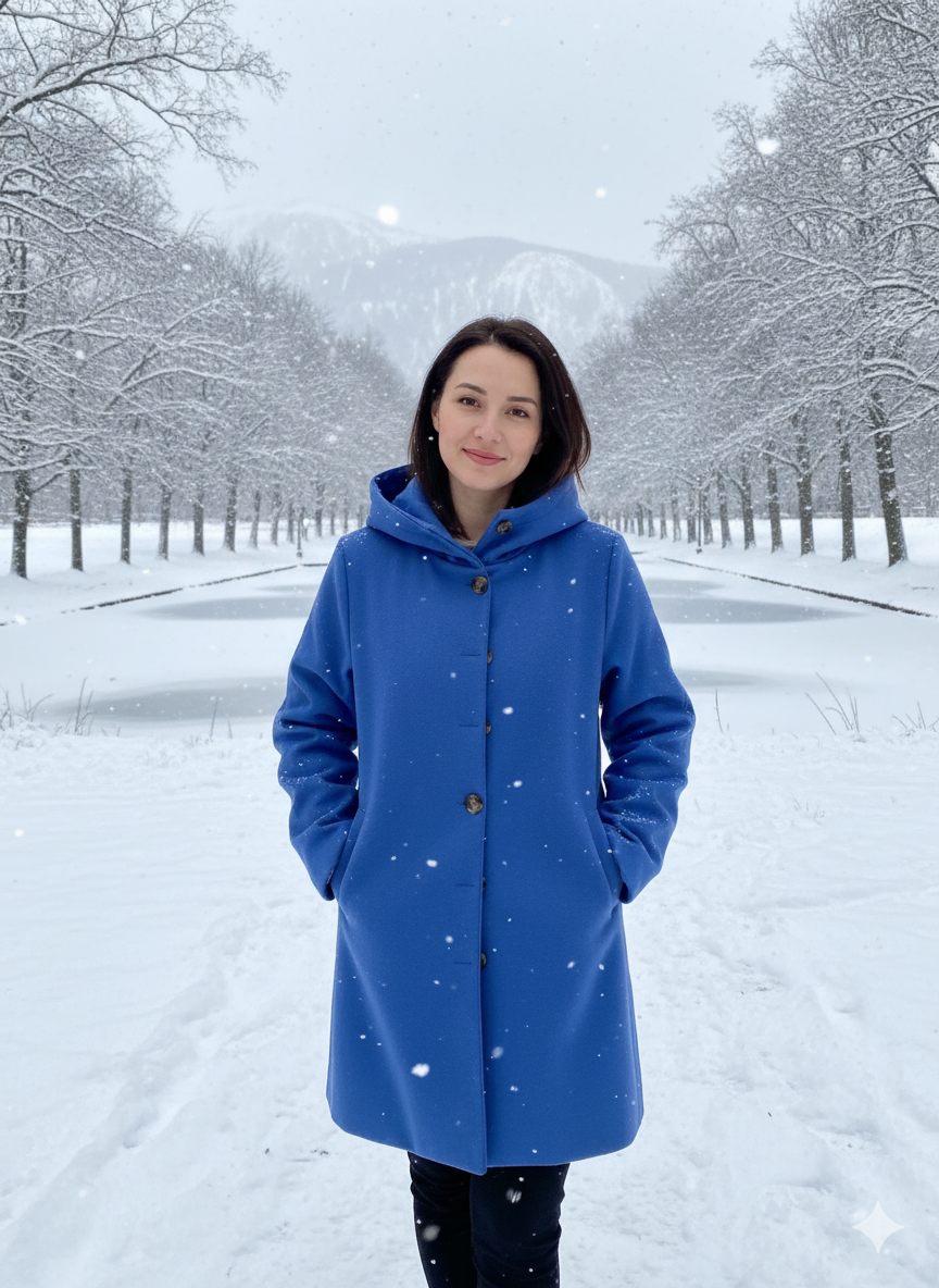 Women's Longline Winter Coat | Hooded & Notch Lapel