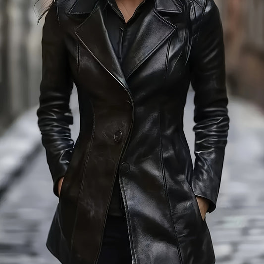 Women's Longline Winter Coat | Slim Fit & Notch Lapel