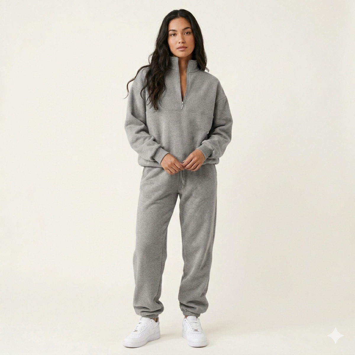 Women's Lounge Set | Quarter-Zip Top, Elastic Waist