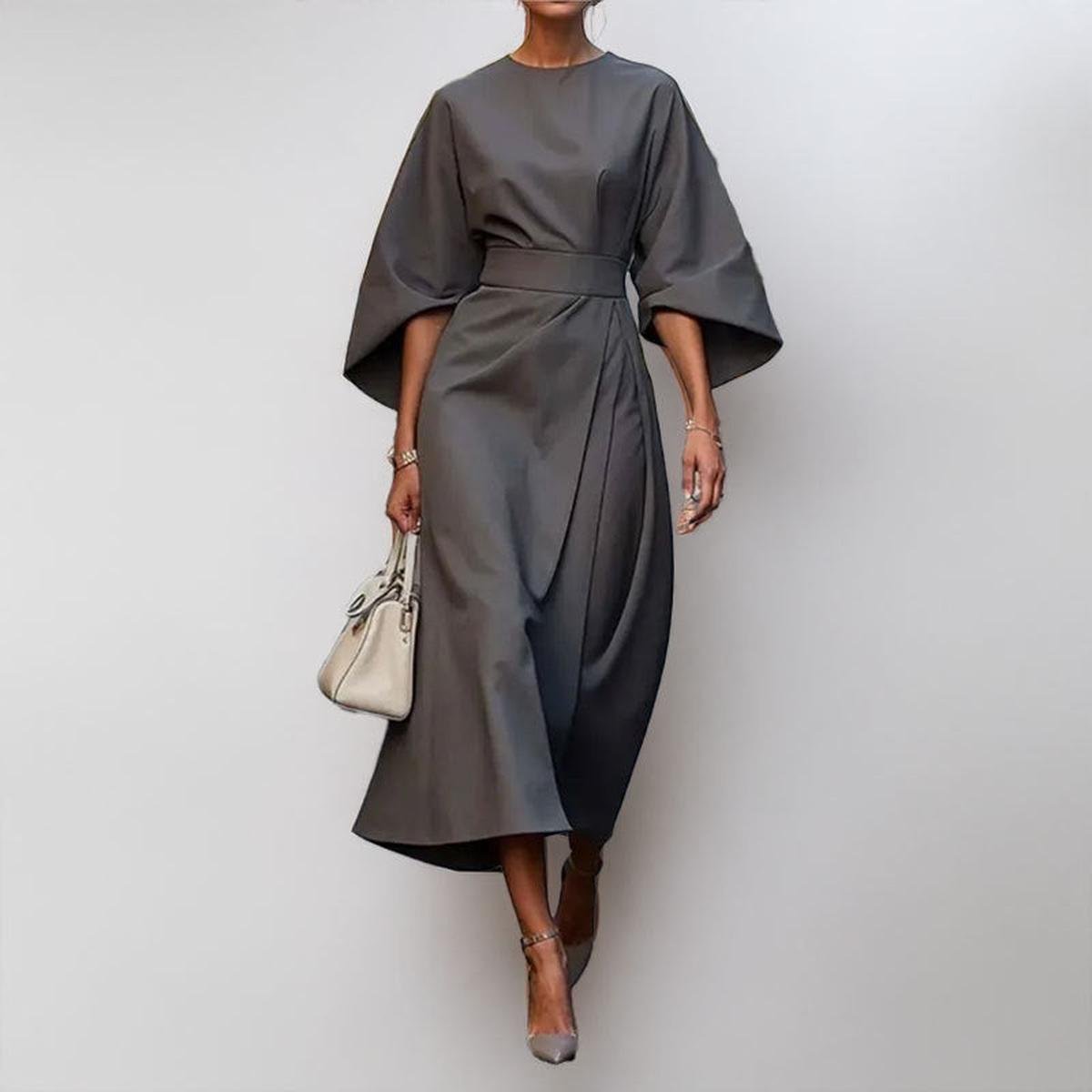 Women's Maxi Dress | Batwing Sleeves & Belted Waist