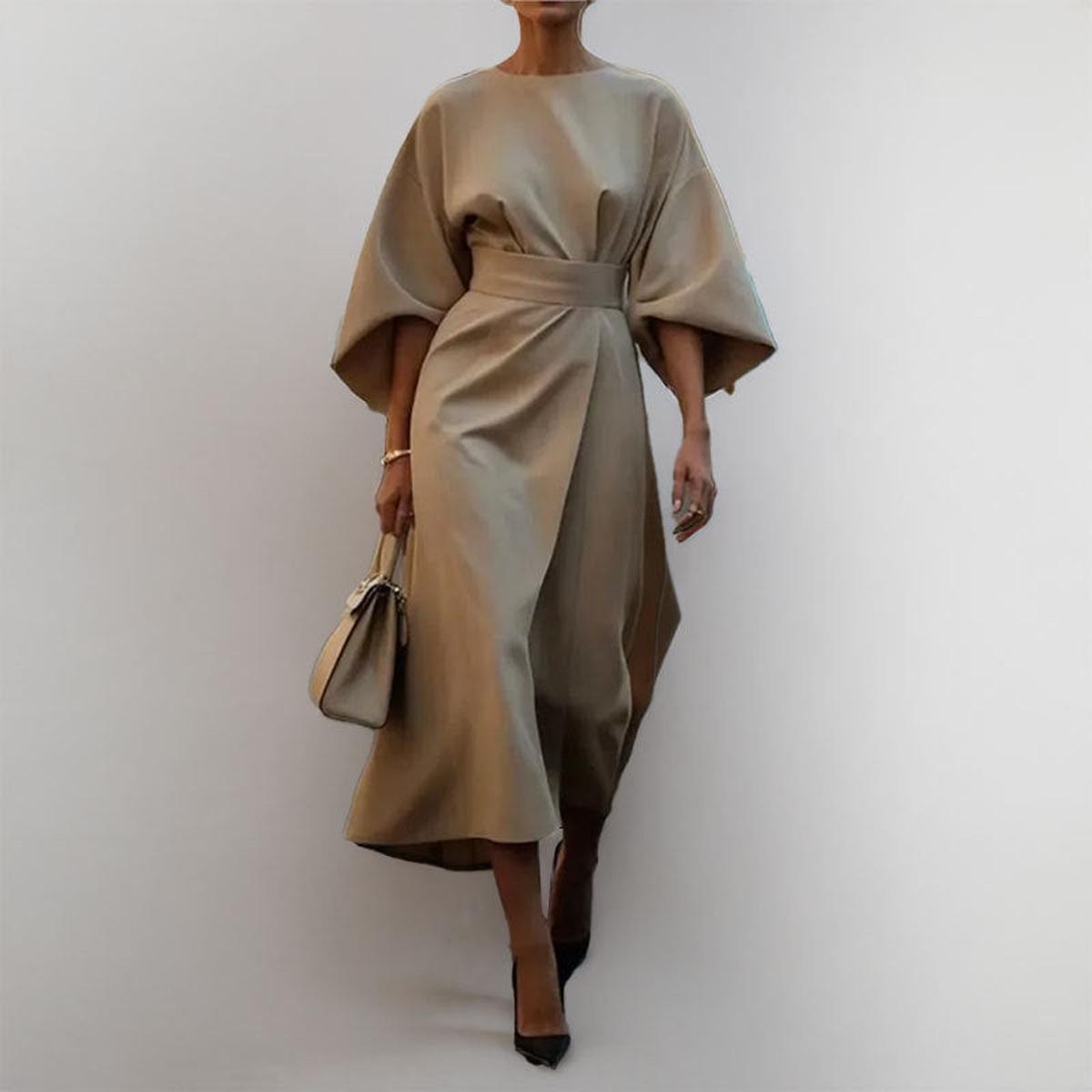 Women's Maxi Dress | Batwing Sleeves & Belted Waist