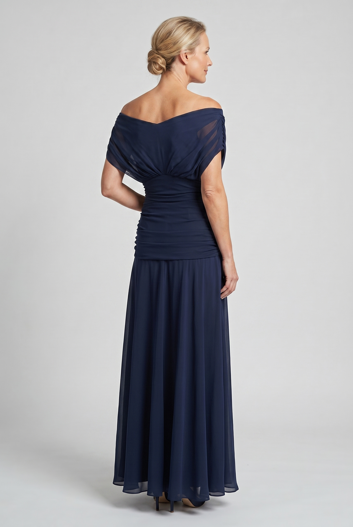Women's Maxi Dress | Draped V-Neck & Sheer Sleeve Detail
