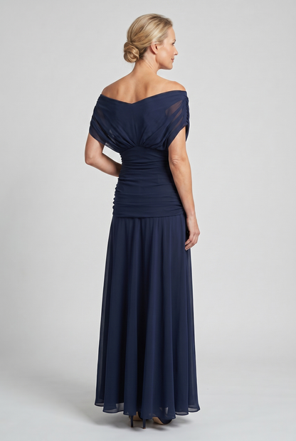 Women's Maxi Dress | Draped V-Neck & Sheer Sleeve Detail