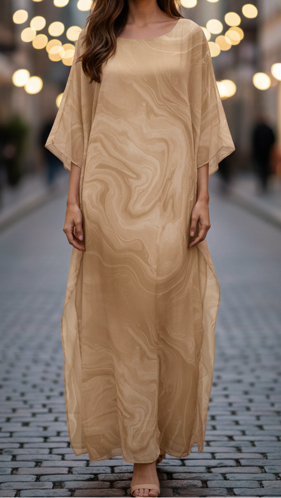 Women's Maxi Dress | Kaftan Style & Flowing Marble Print