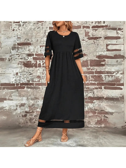 Women's Maxi Dress | Mesh Detail & Relaxed Tummy Coverage