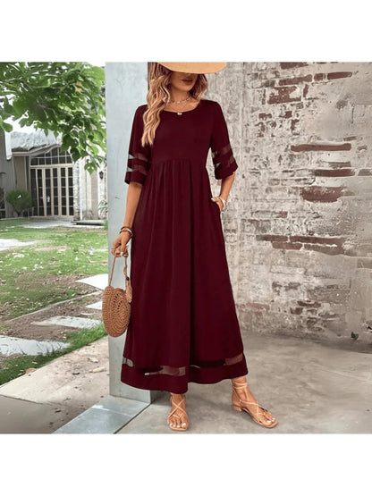 Women's Maxi Dress | Mesh Detail & Relaxed Tummy Coverage