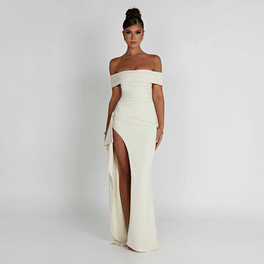 Women's Maxi Dress | Off Shoulder & High Split Design