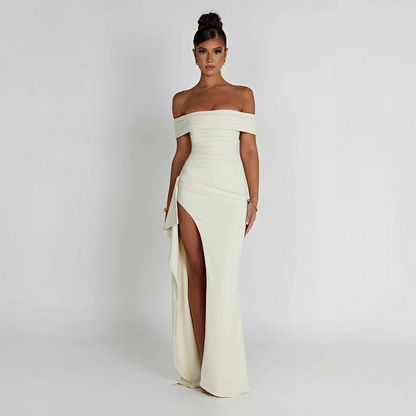 Women's Maxi Dress | Off Shoulder & High Split Design