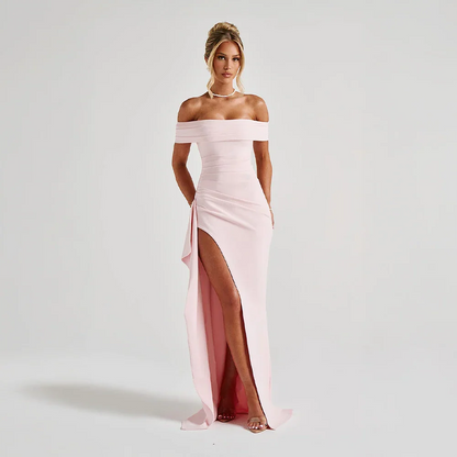 Women's Maxi Dress | Off Shoulder & High Split Design