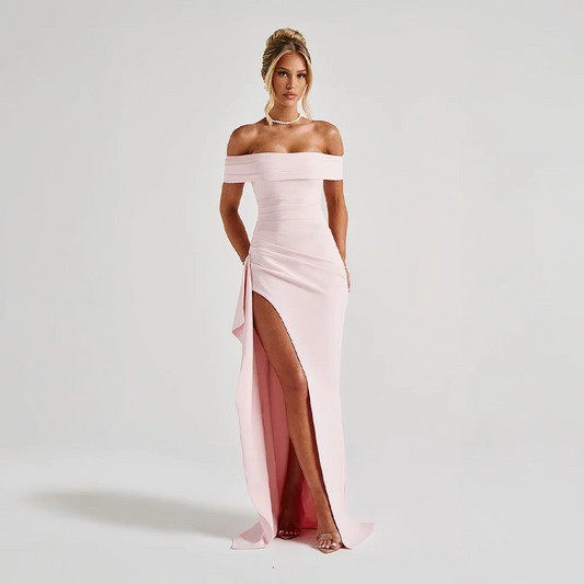 Women's Maxi Dress | Off Shoulder & High Split Design