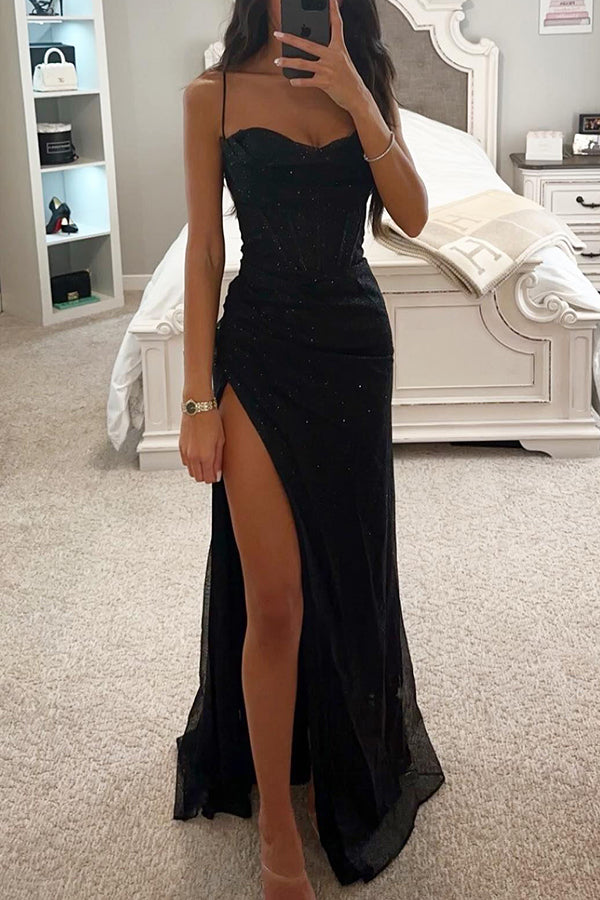 Women's Maxi Dress | Sequin Sweetheart Slit Gown