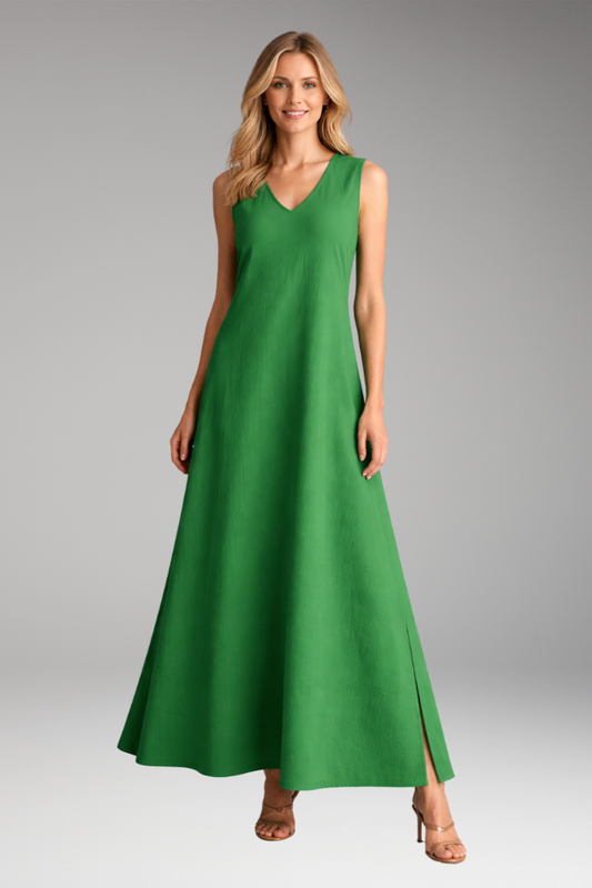 Women's Maxi Dress with Flowing V-Neckline for Summer 0