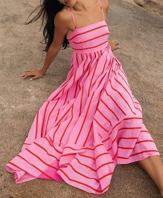 STRAIGHT NECKLINE MAXI DRESS 1