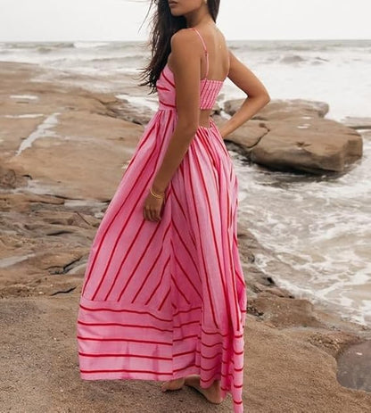 STRAIGHT NECKLINE MAXI DRESS 2