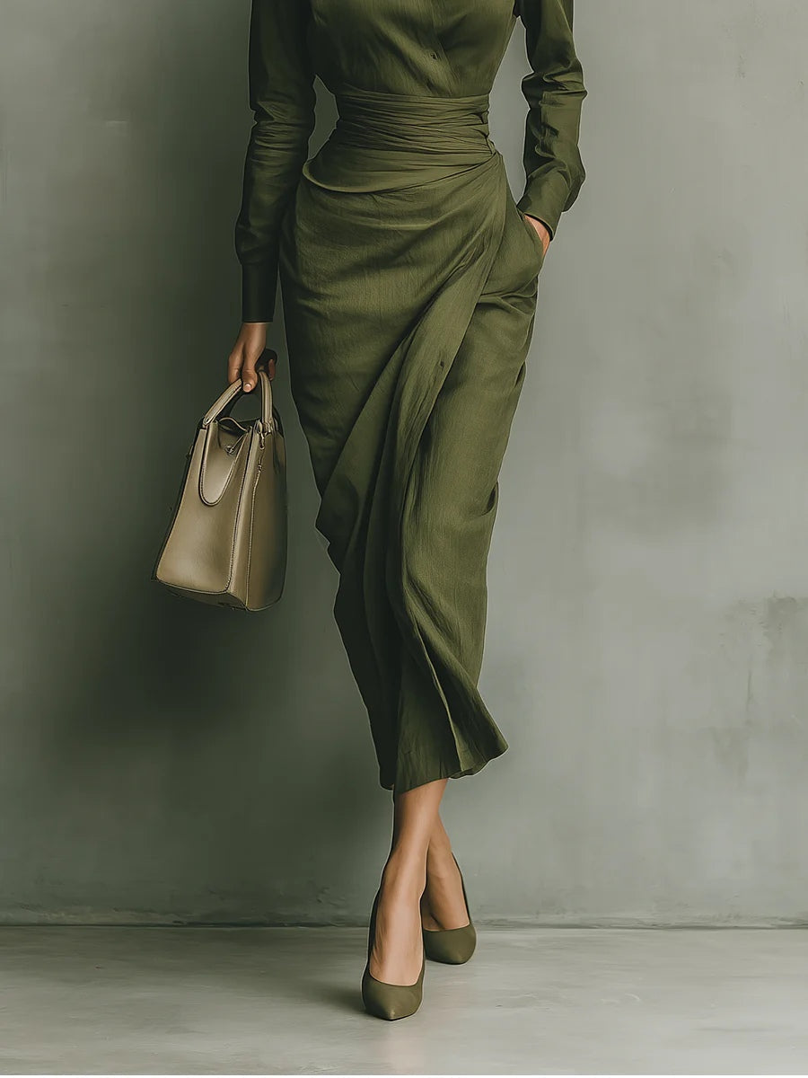 Women's Maxi Dress | Tailored Fit & Elegant Draped Silhouette