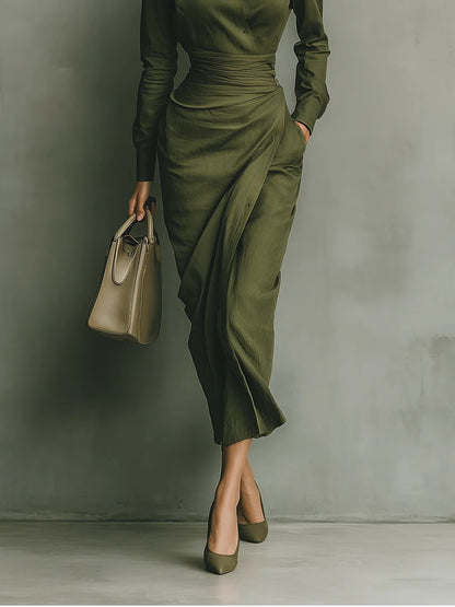 Women's Maxi Dress | Tailored Fit & Elegant Draped Silhouette