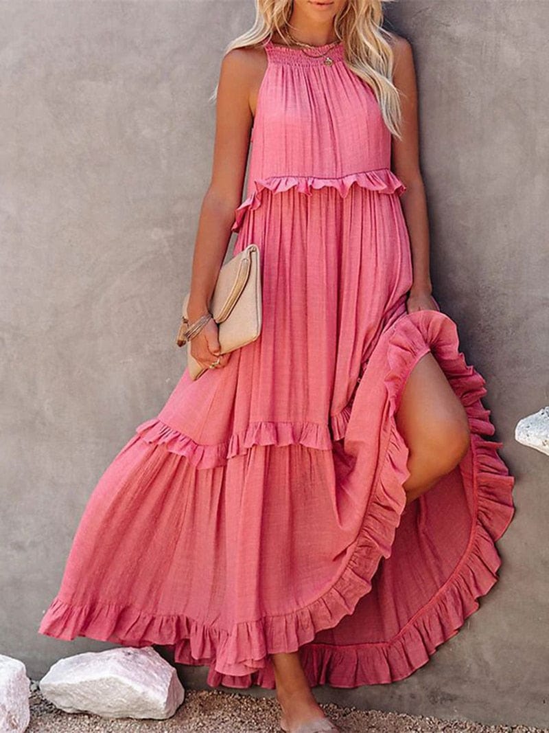 LOOSE MAXI DRESS WITH RUFFLES 0