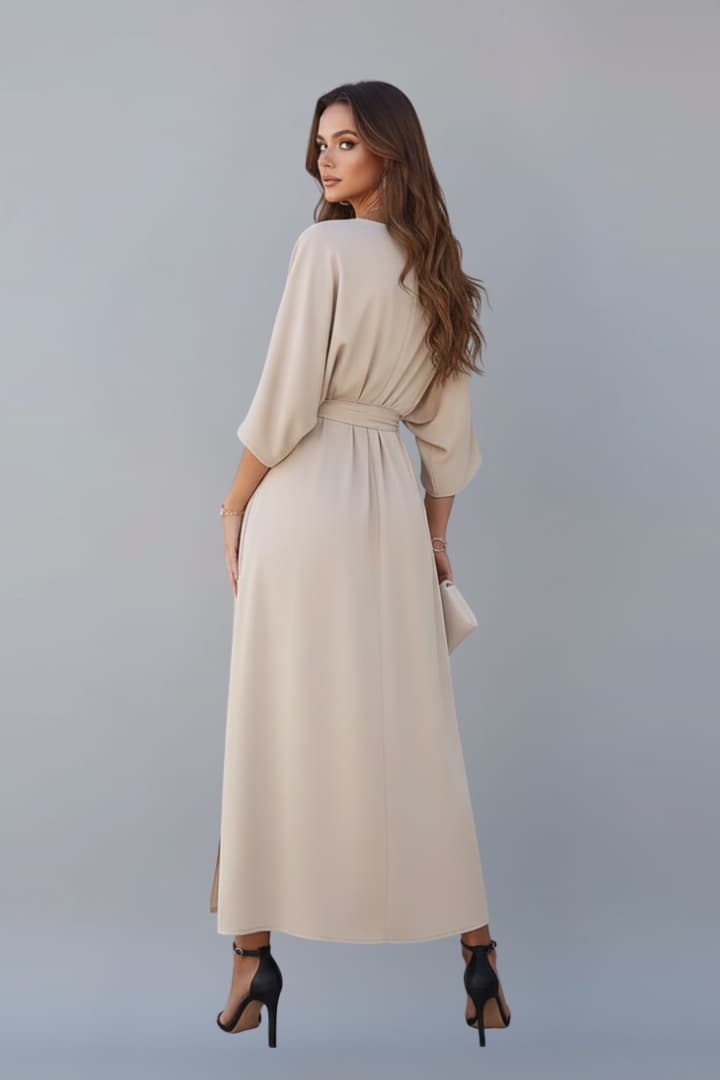 Women's Maxi Dress Women's | V Neck, Waist Tie & Side Slit