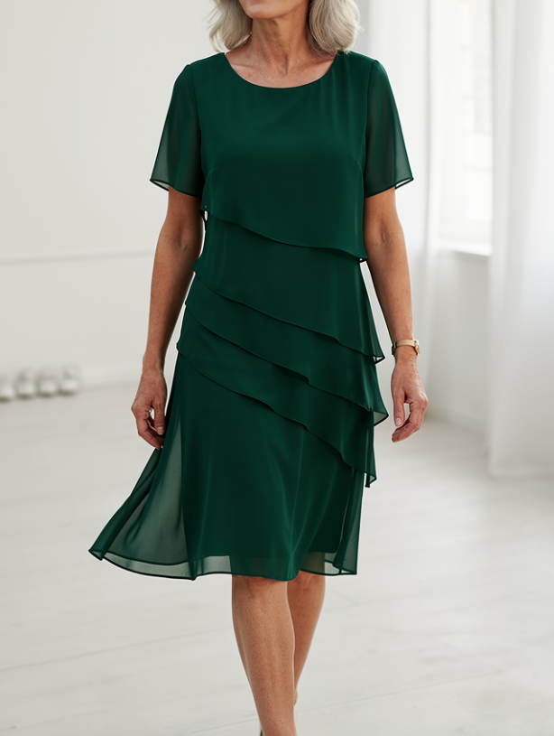 Women's Midi Dress | Asymmetric Tiered Layers