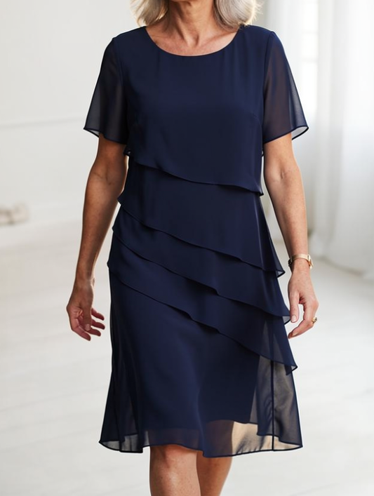 Women's Midi Dress | Asymmetric Tiered Layers