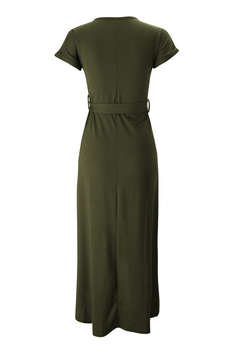 Women's Midi Dress | Cap Sleeve Tie Waist Wrap Skirt Dress