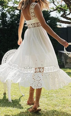 MIDI DRESS WITH CUTWORK TRIM 3