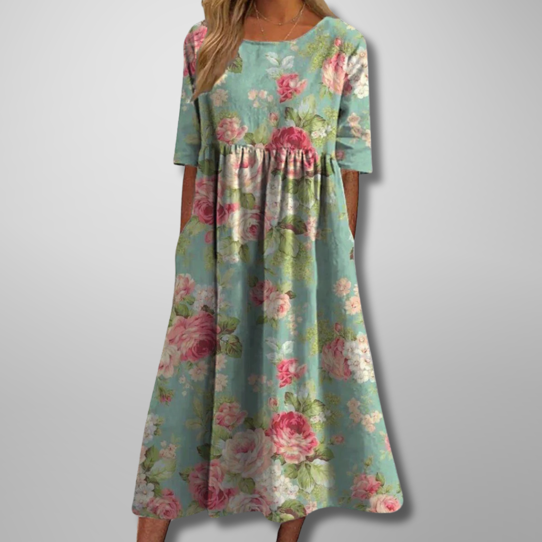Women's Midi Dress | Floral Print & Relaxed Fit