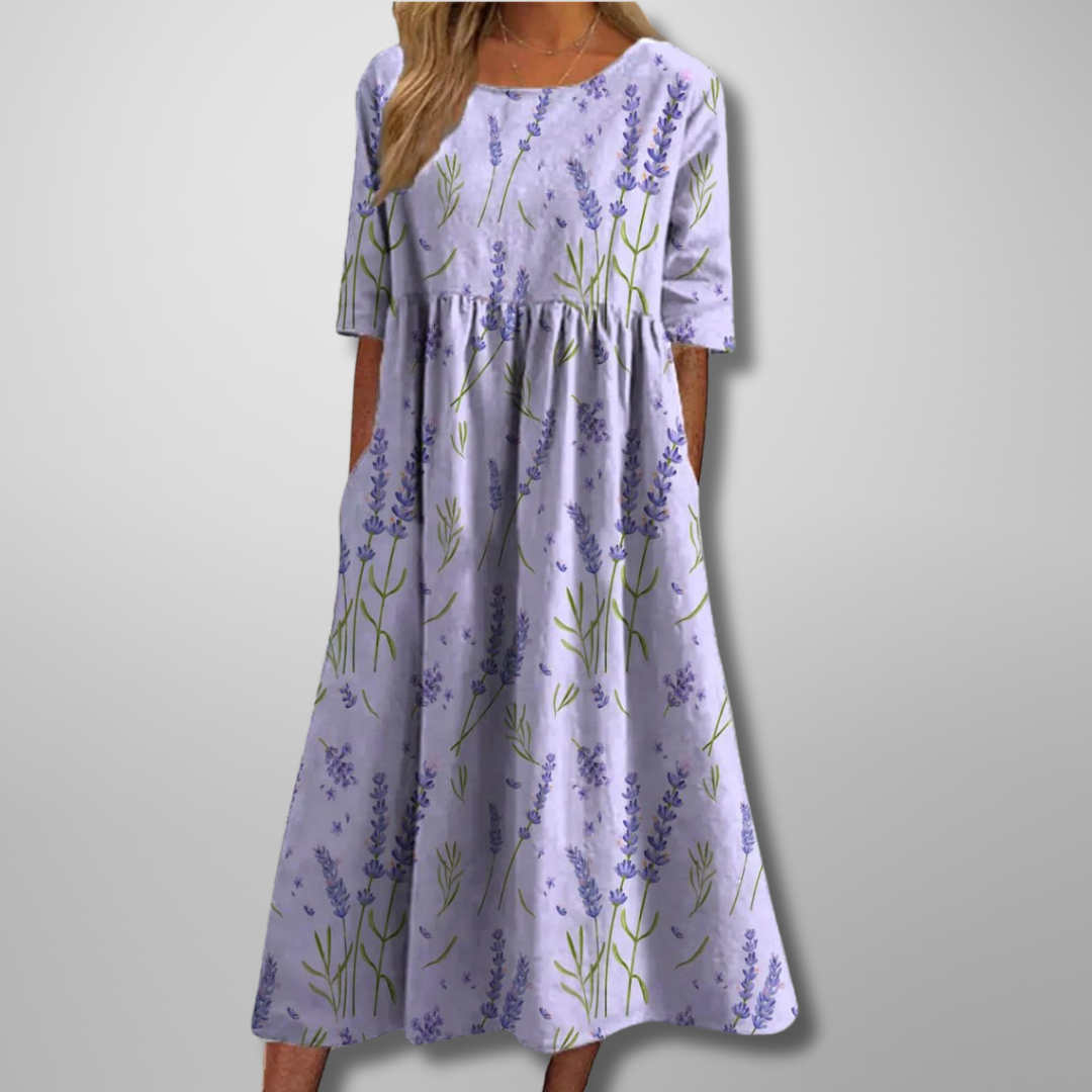 Women's Midi Dress | Floral Print & Relaxed Fit