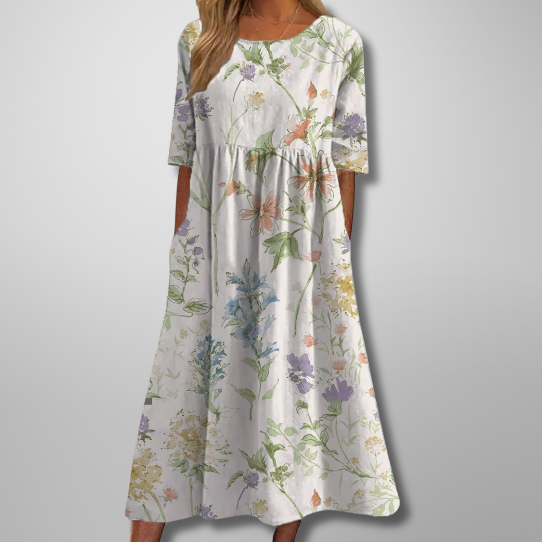 Women's Midi Dress | Floral Print & Relaxed Fit