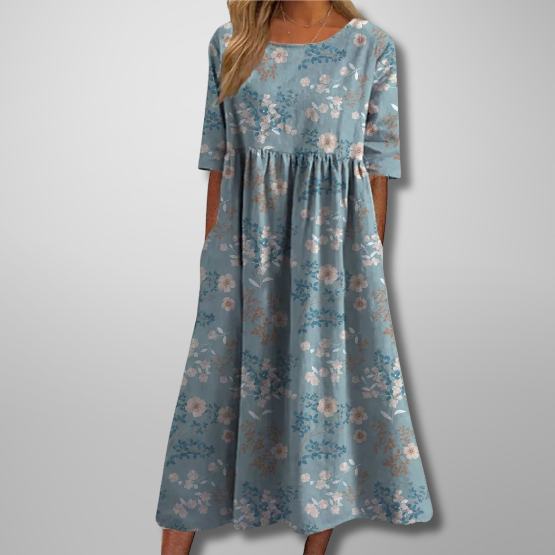 Women's Midi Dress | Floral Print & Relaxed Fit