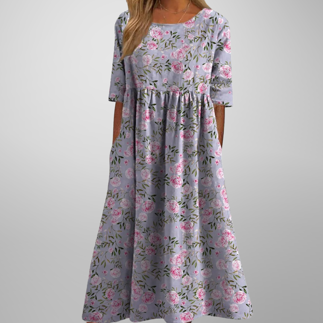 Women's Midi Dress | Floral Print & Relaxed Fit