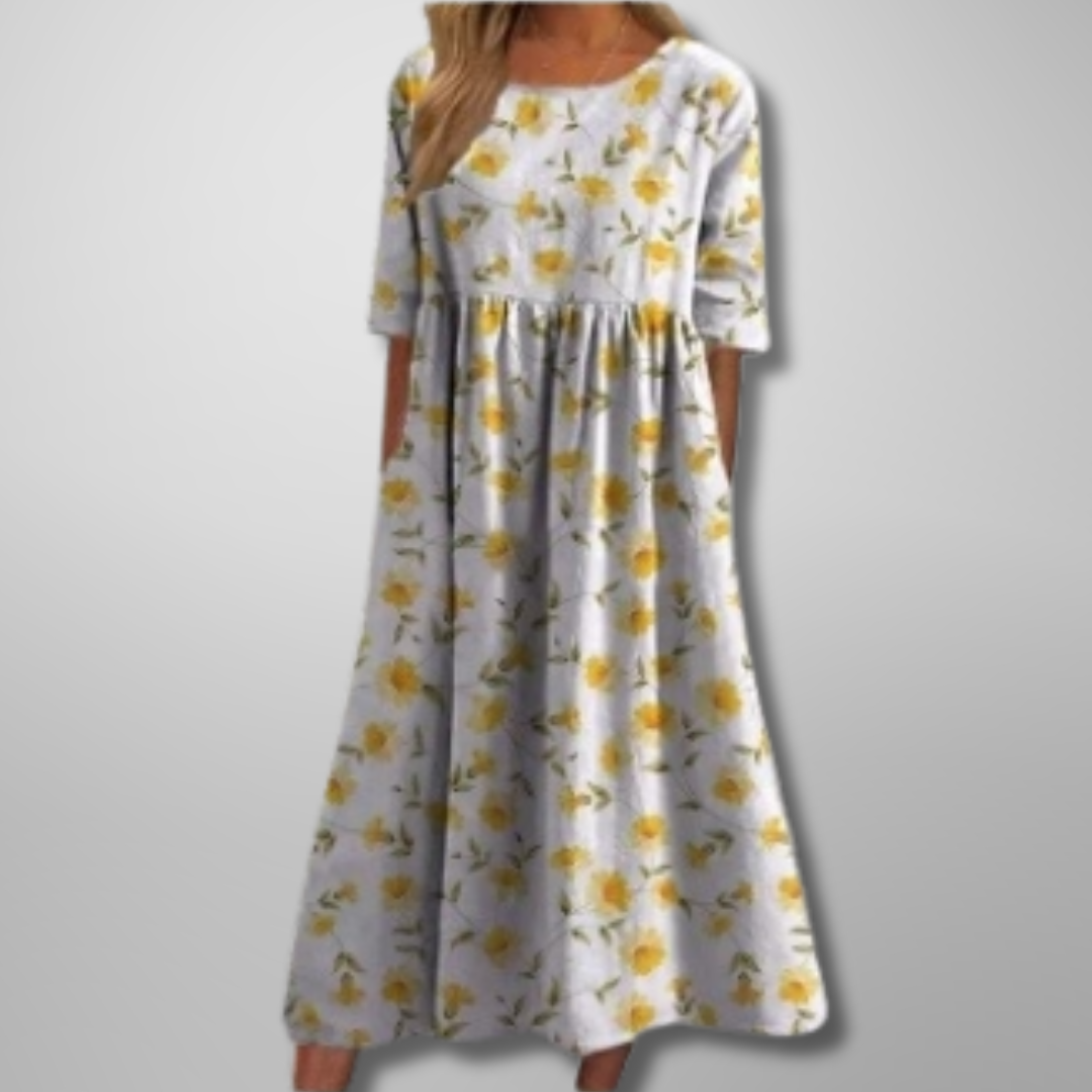 Women's Midi Dress | Floral Print & Relaxed Fit
