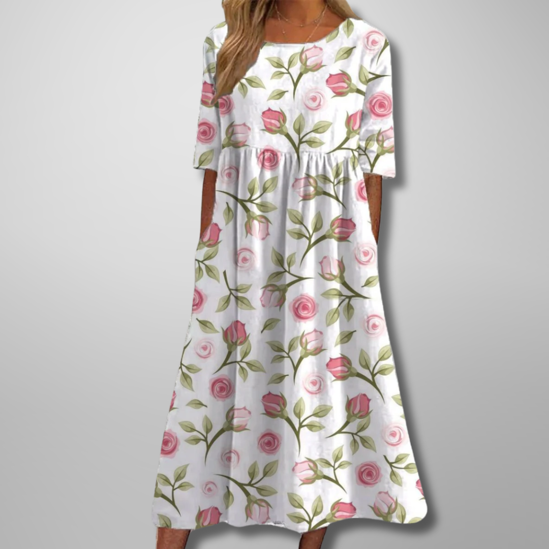 Women's Midi Dress | Floral Print & Relaxed Fit