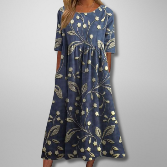 Women's Midi Dress | Floral Print & Relaxed Fit