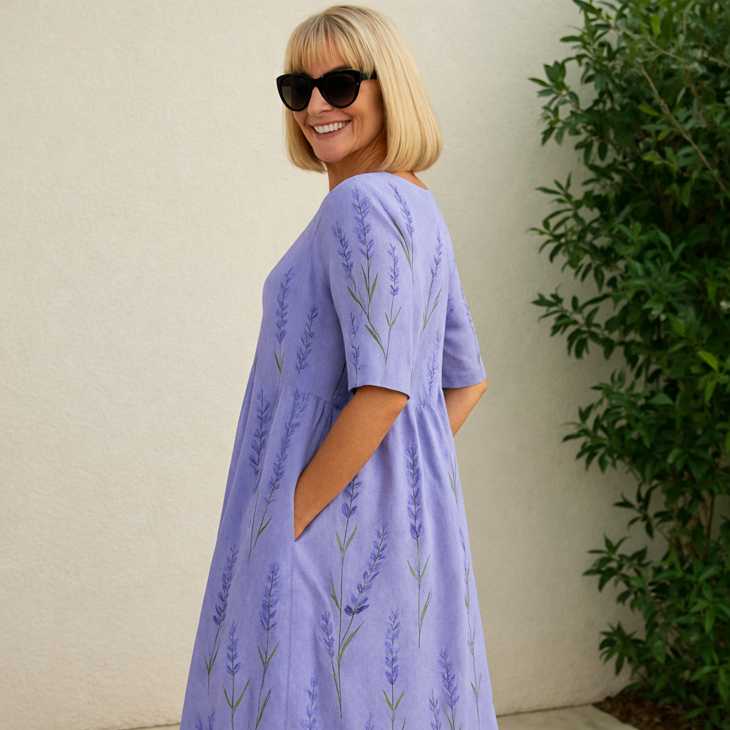 Women's Midi Dress | Floral Vine Print Swing Dress