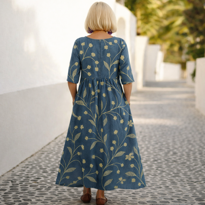 Women's Midi Dress | Floral Vine Print Swing Dress