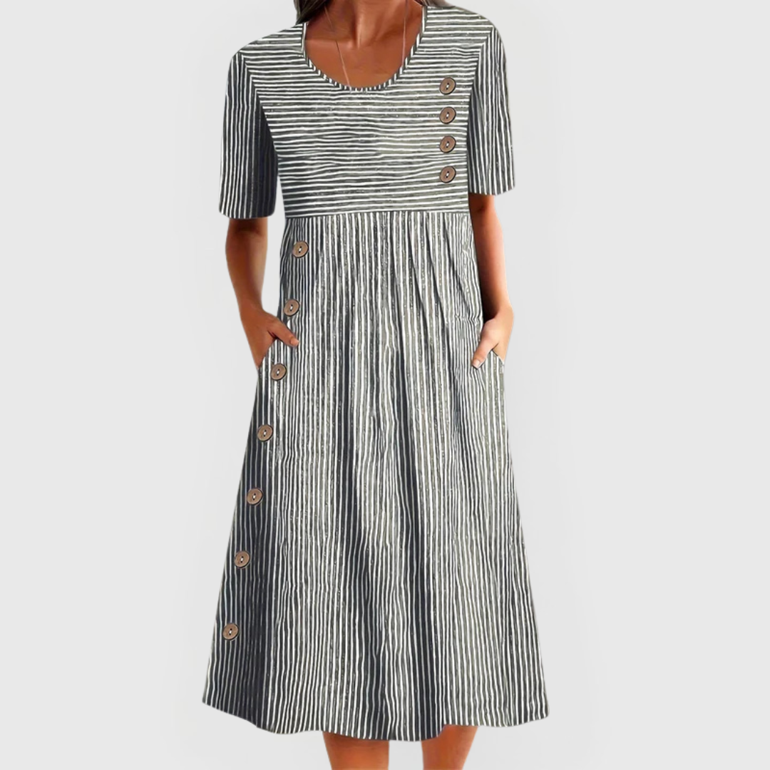 Women's Midi Dress | Striped Design & Relaxed Everyday Comfort