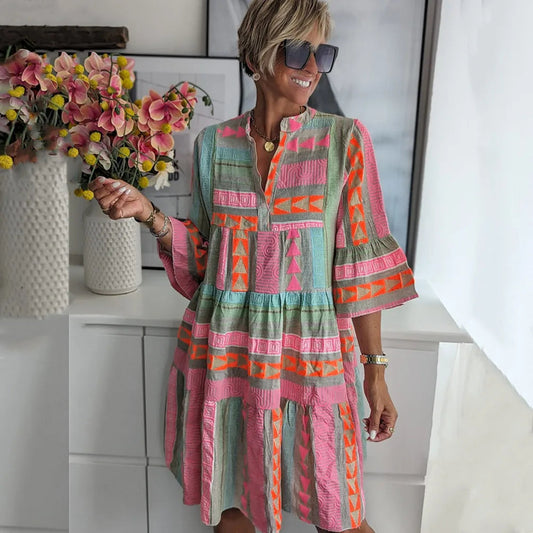 MIDI DRESS WITH 3/4 SLEEVES 0
