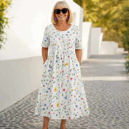 Women's Midi Dress | Wildflower Print Pocket Swing