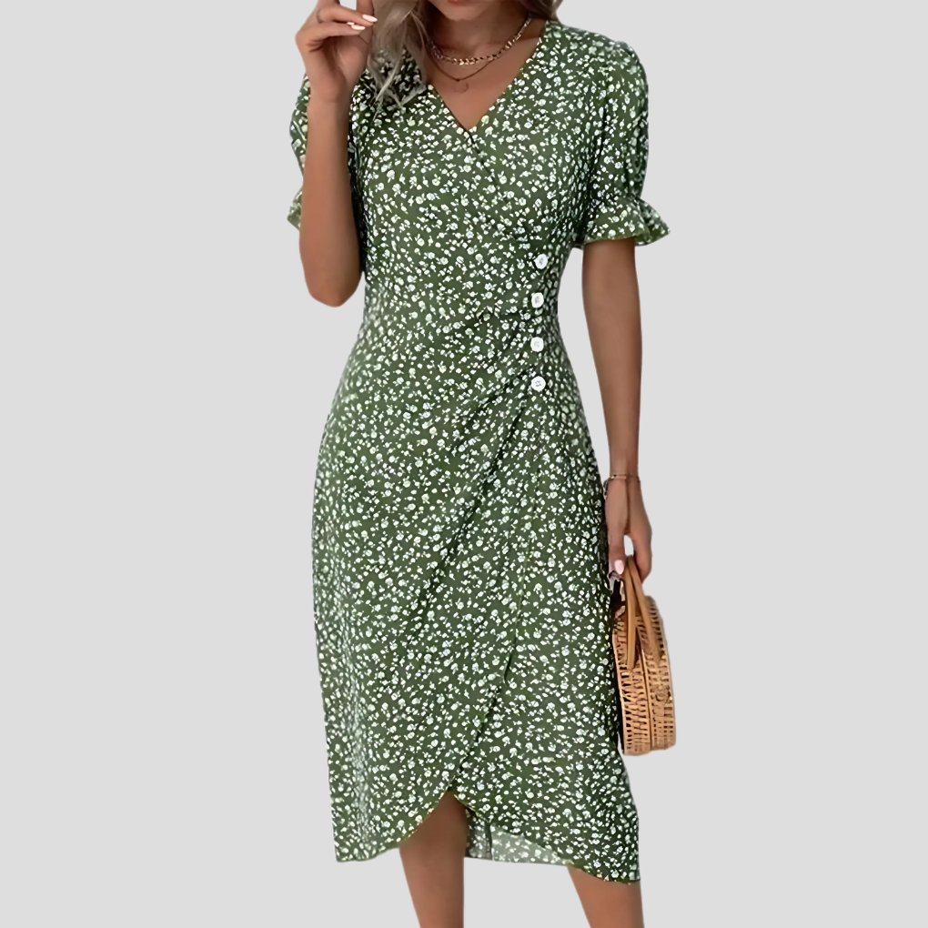 Women's Midi Dress | Wrap Front Floral Print