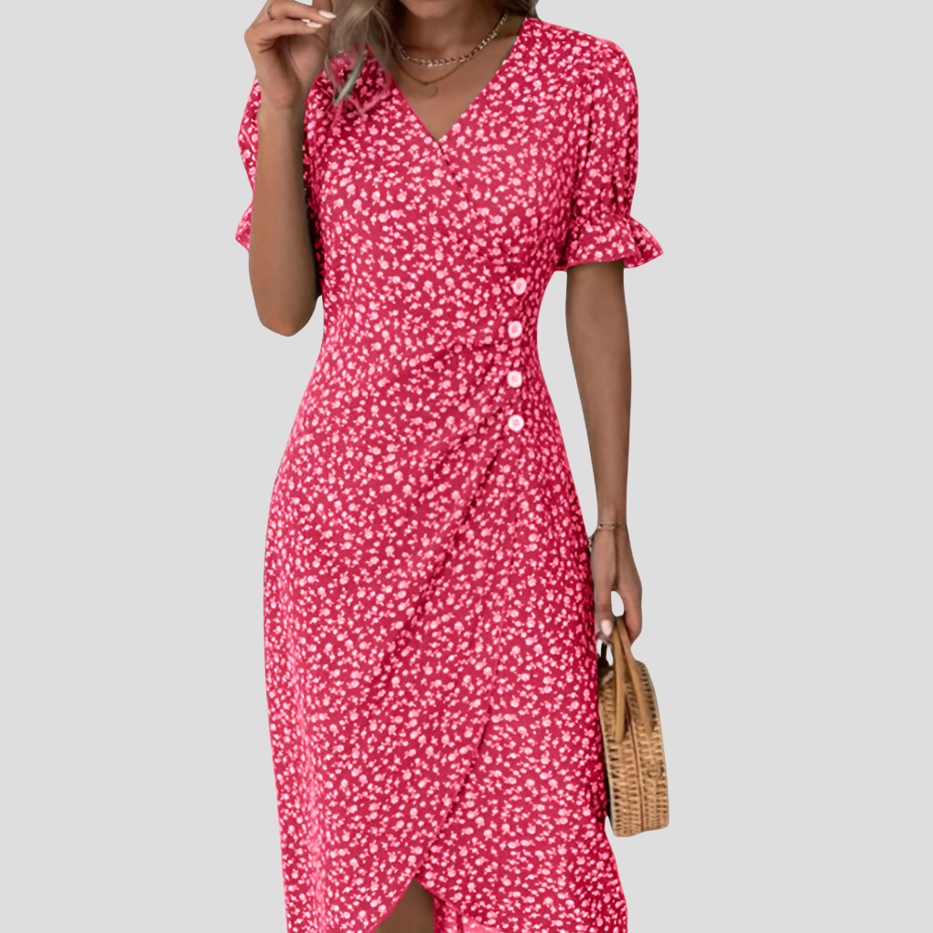Women's Midi Dress | Wrap Front Floral Print